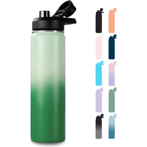 Fijinhom Insulated Water Bottle with Handle, 304 Stainless Steel Water Bottles with Wide Mouth, Double Wall Vacuum Sports Water Bottle, BPA Free, Keep Cold and Hot, 24 Ounces, Jungle Fade