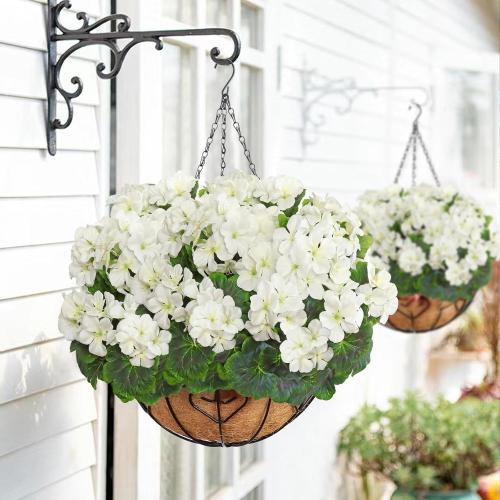 3 Pack Artificial Geraniums Flowers for Outdoor 18'' Realistic Silk Flowers