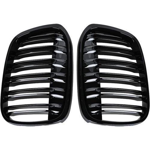 Astra Depot Glossy Black Dual Slats Kidney Grille Compatible with 2016-2018 BMW F48 F49 X1 sDrive18i sDrive20i xDrive25i sDrive16d sDrive18d sDrive20d