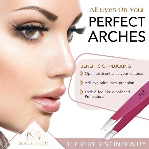 Majestic Bombay Fine Point   Slant Tweezers for Women and Men – Splinter Ticks, Facial, Brow and Ingrown Hair Removal–Sharp, Needle Nose, Surgical Tweezers Precision best tweezers for chin hair