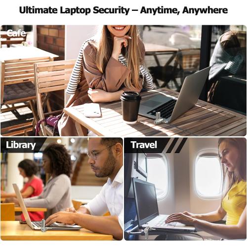 AboveTEK 3-in-1 Universal Laptop Cable Lock - Professional Laptop Security Combination Lock Compatible with K-Slot, Nano & Wedge Slot - Resettable 4-Digit Steel Locking Cable with 360° Rotating Head