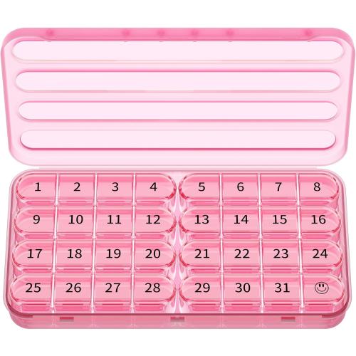 Zoksi Monthly Pill Organizer 1 Time a Day, 30 Day Pill Box Organizer Once a Day, One Month Large Pill Case for Travel, 31 Day Daily Medcine Container for Vitamins, Supplement & Medication ***PURPLE & SKY BLUE***
