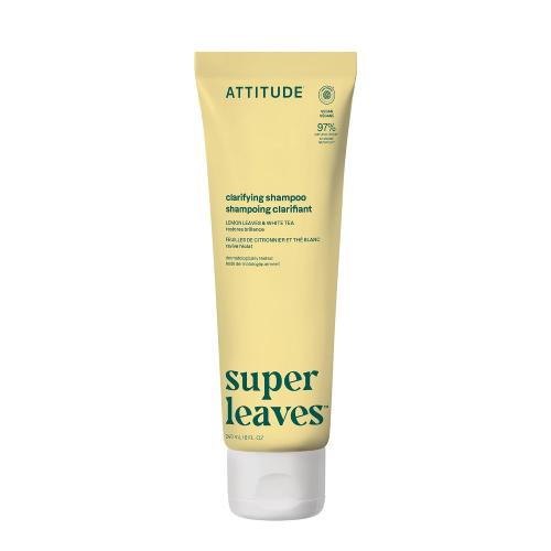 ATTITUDE Clarifying Hair Shampoo, EWG Verified, Restores Shine, Naturally Derived Ingredients, Vegan, Plant Based, Lemon Leaves and White Tea, 8 Fl Oz