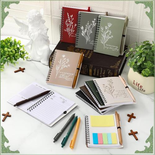 20 Pcs Christian Gift Bible Study Notebook with Notes Christian Pen Aesthetic Religious Journal Church Prayer Notepad Jesus Valentines for Clergy Pastor Sunday School Employee (Retro Color)