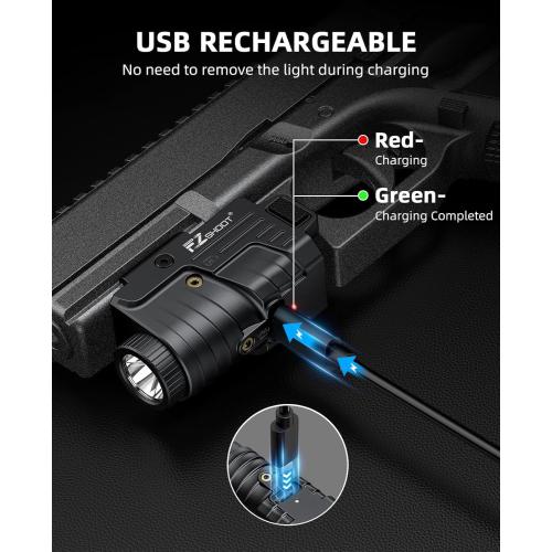 EZshoot 800 Lumens Pistol Light Laser Combo Rechargeable for Home Defense