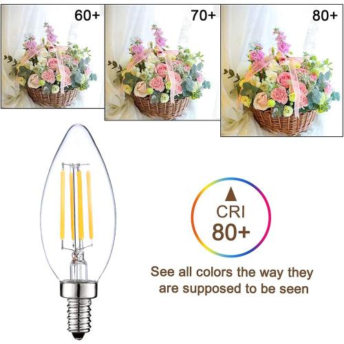 SHUWDKAR 12 Volt Candelabra Bulbs LED 4W E12 Bulbs 40 Watt Equivalent 3000K
