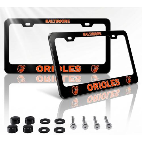 2PCS Fans Matte Metal for Orioles License Plate Frames Holder with Screw for Car Tag Frame