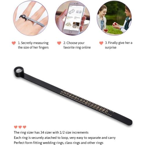 Meowoo Ring Sizer Measuring Tool with Magnifier, for Ring Measurer and Ring Sizer Clear and Intuitive Reading. Plastic Ring Sizer with Lens, 1-17