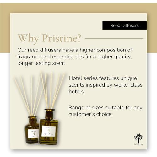 PRISTINE Maldives Villa/Inspired by Marriott Hotel Reed Diffuser for Home | Citrusy Grapefruit, Apple/Ocean Breeze/Sandalwood Oil Reed Diffuser Set & Reed Diffuser Sticks | Home Decor Scent Diffuser