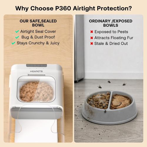 HEAPETS RFID Automatic Cat Feeder with Collar Sensor, Anti-Stealing Food Dispenser with Sealed Lid for Wet Dry Food and Different Diet for Multi-Pet Home, Auto Pet Feeder for Cats & Small Dogs, White