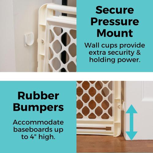 White Toddleroo by North States - Supergate Ergo Baby Gate: Plastic Baby Gate for Stairs & Doorways - Adjustable Indoor Safety Gate - Made in USA - 26 to 42 Inches Wide - 26 Inches Tall - White