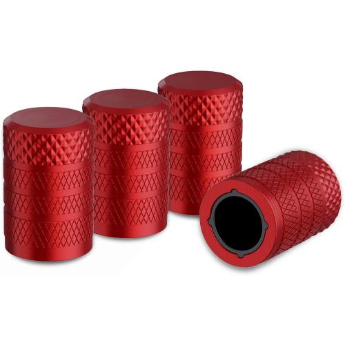 CKAuto Tire Valve Stem Caps, Aluminum Red, 4 Pcs/Pack