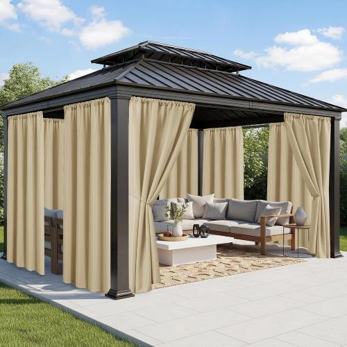 Outdoor Curtains for Patio Waterproof, 8 Panels, Rod Pocket