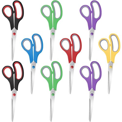 9 Packs 8 Sewing Craft Scissors Bulk,Multipurpose Heavy Duty Sharp Paper Scissors,Stainless Steel Shears for Home Office Student Teacher Supplies