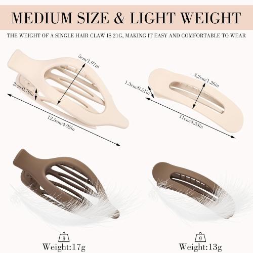 obeoby 8 Pcs Flat Hair Claw Clips For Women Girls, Matte Natural Colors