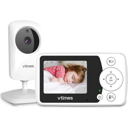 Baby Monitor with Camera and Audio, Video Baby Monitor No WiFi Night Vision 2.4 LCD Screen Portable Baby Camera Monitor Alarm Lullaby Temperature Sensor and 1000ft, Ideal for Baby/Elderly/Pet