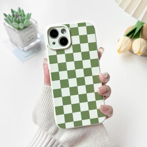 NITITOP Compatible for iPhone 13 Case Cute Checkered - Green