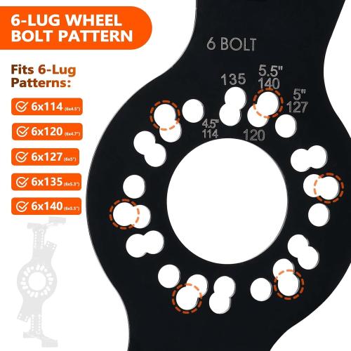 Wheel Fitment Tool 6-Lug, Offset & Backspacing Measuring Tool for 14-22 Wheels, 7-17 Wide, Universal Rim & Tire Fitment Simulator