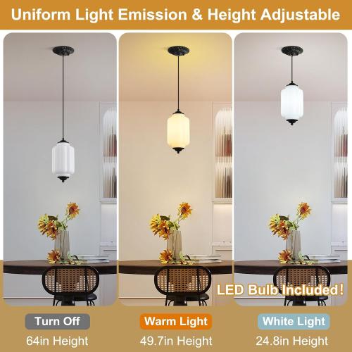 Milk Glass Light Fixture 5.5in Small Pendant Light Bulb Included