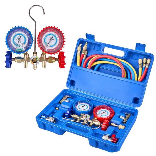 WISSCOOL 3-Valve HVAC Manifold Gauge Set for R134a, R22 and R404A