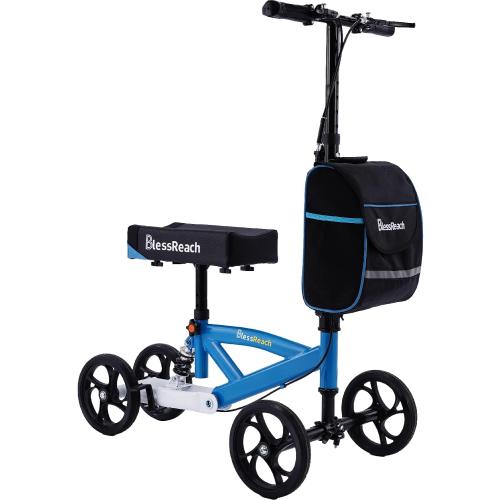 Economy Knee Scooter Steerable Knee Walker for Foot Injuries Compact Crutches with Dual Rear on-Wheel Brake and Shock Absorption Under The Knee pad