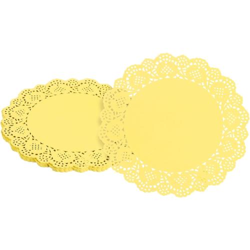 uxcell Paper Doilies 6.5 Inch Lace Paper Doilies Yellow 100pcs