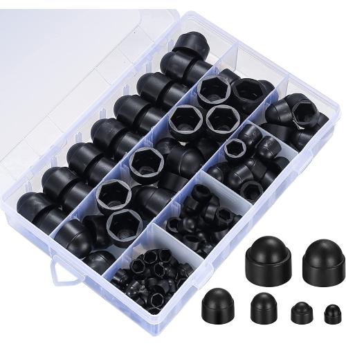 wugongshan 145 Pcs Screws Bolt Covers Caps, Hex Head Dome Bolt Covers, Plastic Bolt Caps, Screw Caps Covers, Hexagonal Screw Bolts Cover Protection Caps for Matching, M4 M5 M6 M8 M10 M12