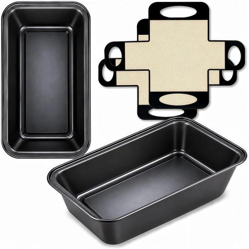 9x5 Loaf Pans for Baking Bread, 2-Pack Bread Loaf Pan Set with Silicone Bread Sling Liners, Nonstick Loaf Liners for Sourdough, Banana Bread, Homemade Bread