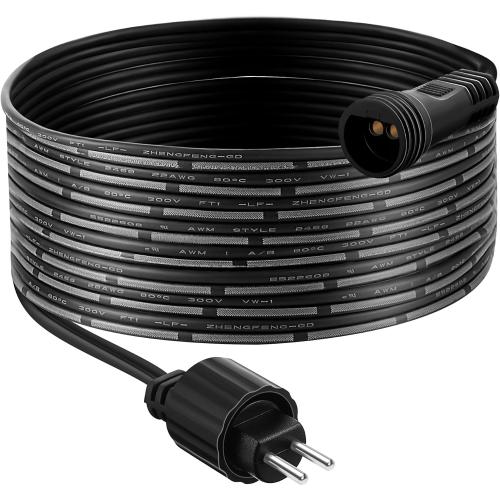 Meonum 3 Meters 2 Pin Extension Cable with Male and Female Connector, Compatible with TING SHEN Class 2 Power Supply, UL Certification 22AWG Waterproof Class 2 Power Unit Cord(Black,1 Pack)