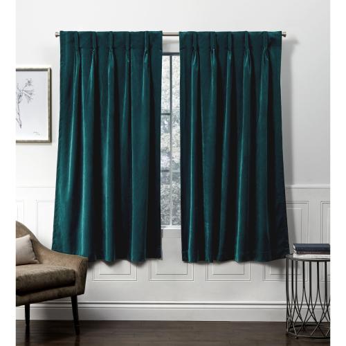 Exclusive Home 84-in Teal Light Filtering Back Tab Curtain Panel Pair