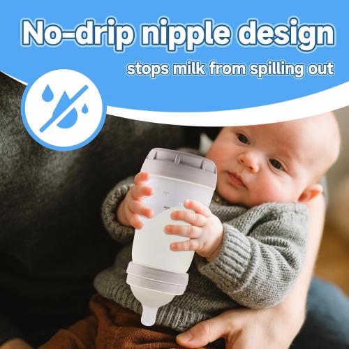 4 Pack Bottle Nipples Compatible with Mam Bottle, Soft Silicone Nipples for Bottle, Fit for MAM Bottles, Medium Flow, 3  Months