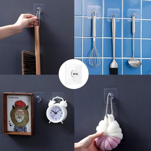 12 Pack Adhesive Wall Hooks, Wall Hangers Without Nails, No Damage Picture Hooks Waterproof and Rustproof to use Inside Kitchen, Bathroom, Home and Office（14mm）