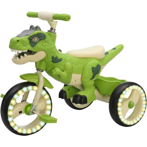 Dinosaur Kids Tricycle for Rider- Toddlers Kid Trike Bike Big Wheel with Music, Storage Basket,Light Wheel, Indoor/Outdoor Preschool Daycare Kids Bike,Best Gift for 3-7 Year Old Girls & Boys (Green)