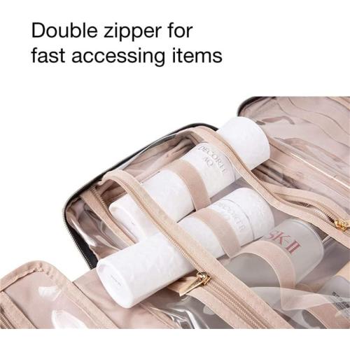Toiletry Bag Travel Bag with Hanging Hook, Water-resistant Makeup Cosmetic Bag Travel Organizer for Accessories, Full Sized Container (Grey)