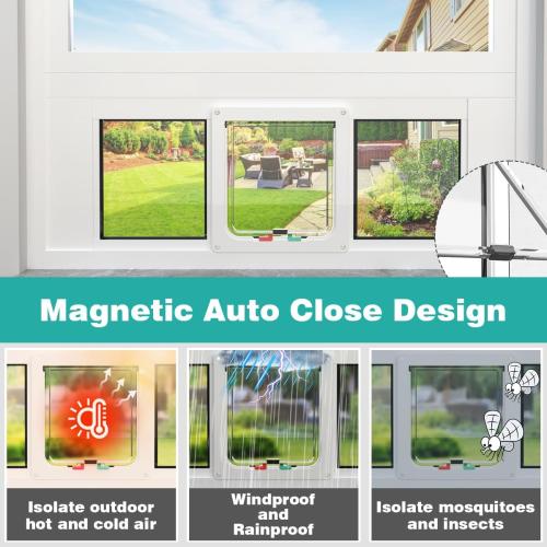 Aluminum Cat Door for Windows - Adjustable to Fit Window Width 28-32