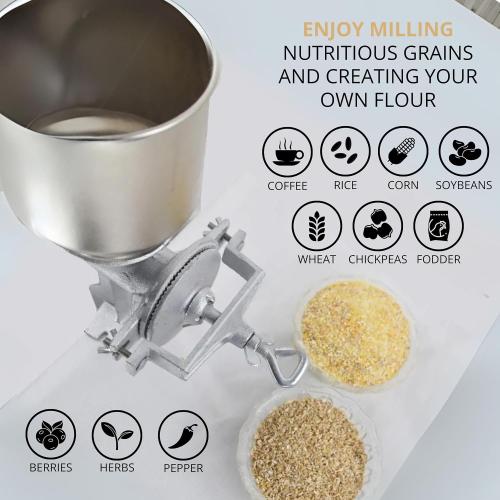 Handheld Iron Grain Mill - Manual Mill Food Grinder Hand Crack Corn Grinder Crank Grains Oats Corn Wheat Coffee Nuts Malt Mill Hand Operated Corn Grinder with High Hopper