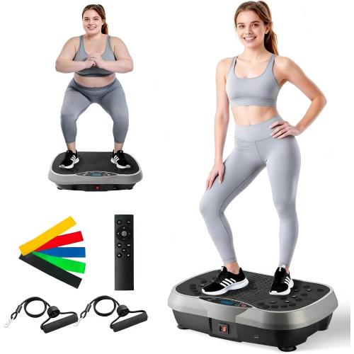 ALSO GO Vibration Plate Exercise Machine for Lymphatic Drainage, 10 Preset Modes & 200-Level Vibrating Platform Machine for Weight Loss/Body Workout, Home Gym Fitness Shake Plate with Resistance Bands
