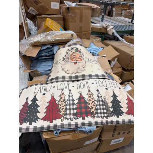 Farmhouse Christmas Kitchen Mats for Floor, Rustic Barn Trees Soft Mats, Holiday Cushioned Non Slip Washable Decor Rugs for Kitchen Sinks Bathroom 16x47 Inch