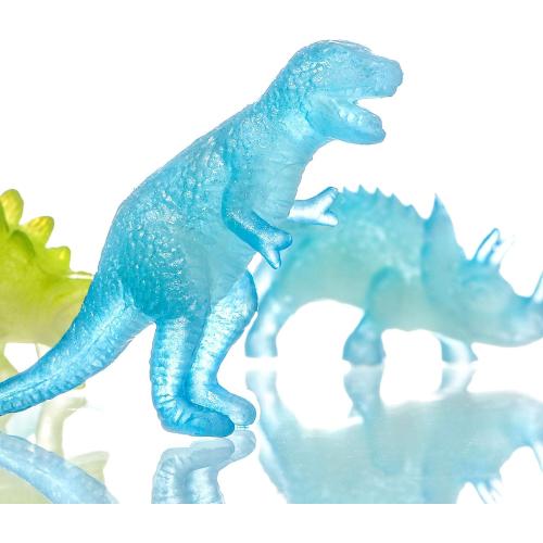 Skylety 32 Pcs Glow in Dark Mini Dinosaur Figures for Kids Dinosaur Cupcake Topper Birthday Party Favors Supplies Dino Pinata Goodie Bags Stuffers Classroom Prizes Carnival Bulk Toy Gift
