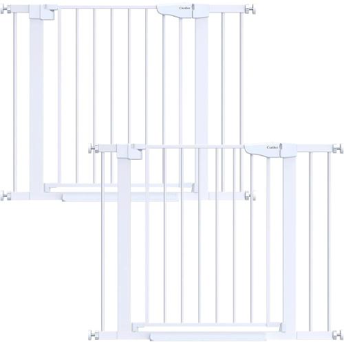 Cumbor 2 Pack 29.7-40.6(Extensions Included) Baby Gate for Stairs, Mom's Choice Awards Winner-Auto Close Dog Gate for doorways, Pressure Mounted Pet Gate Indoor, Wide Safety Child Gate for Dog,White