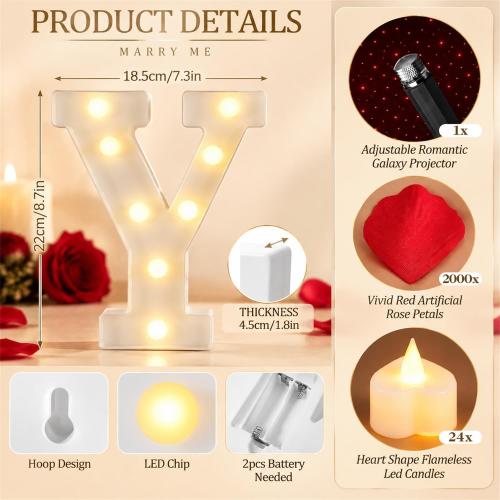 Hortsun Marry Me Light up Letters Proposal Decorations Red