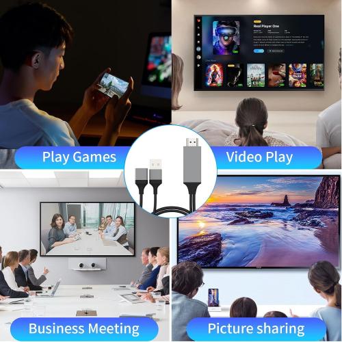 Universal HDMI Adapter for Phone to TV, Phone HDMI Cable, Plug and Play HD Screen Mirroring Adapter for Samsung/iPhone/LG/Motorola/Pixel etc