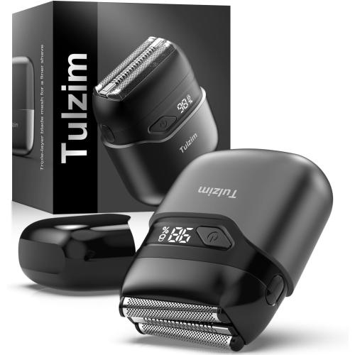 Mini Electric Razor, Upgraded Electric Shaver for Men, Foil Shaver for Men with 3 Blade Heads Floating Head IPX7 Waterproof Wet/Dry LED Display USB Type C Light Gray