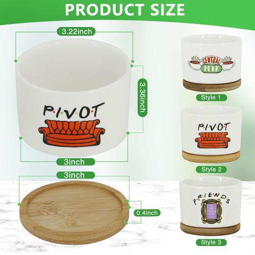 3 Pcs Friends tv Show Cute Merchandise Ceramic Plant Pots,Funny Friends Decor Themed Gifts for Women,for House Plants Garden Planters Succulent Pots(Not Included Plants)