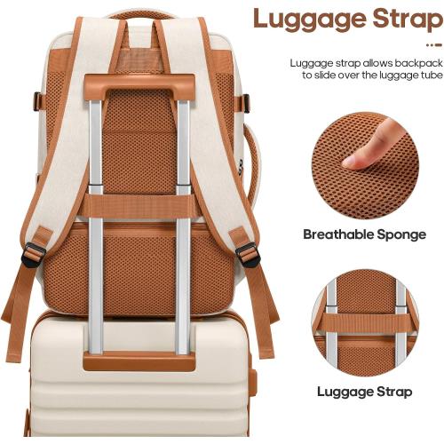 UKEIN Luggage Sets 3 Piece, Carry On Luggage 20In With Spinner Wheels,PC Hardside Suitcase Set with TSA Lock,Durable Carry On Suitcase With Travel Backpack for Men (Beige, 3 piece set (20inch))