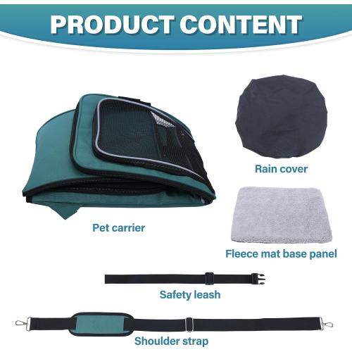 Expandable Foldable Dog Basket Backpack - Safe, Easy Travel Carrier for Small Pets (Green) 10 pieces