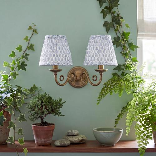 Vihose 2 Small Pleated Lamp Shades Blue Tree Slant Clip on 3x5.5x4.7