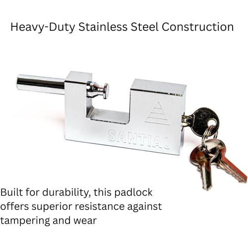 Heavy Duty 90mm Padlock - Stainless Steel Security Lock with 3 Keys | Anti-Theft Weather-Resistant for Outdoor Gates, Sheds, Garages & Storage Units