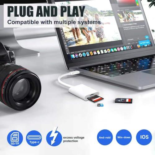 USB C SD Card Reader, Type C SD Card Reader, Supports SD and MicroSD Memory Card Adapters for iPhone 15 16/iPad/MacBook/Mac, Trail Camera Viewer Plug and Play -2 Slots