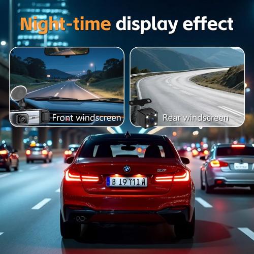 4 Channel 360° Dash Cam Front and Rear Inside, 64GB Card Included